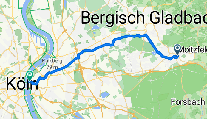 Overather Straße, Bergisch Gladbach nach Kennedy-Ufer, Köln