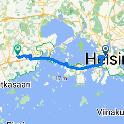 Arkadiankatu, Helsinki до Nuttukuja, Espoo