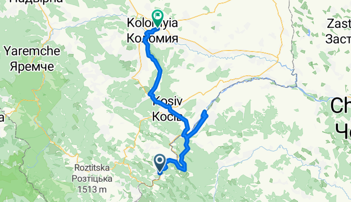 Білоберізка - Іспас - Косів - Спас - Коломия