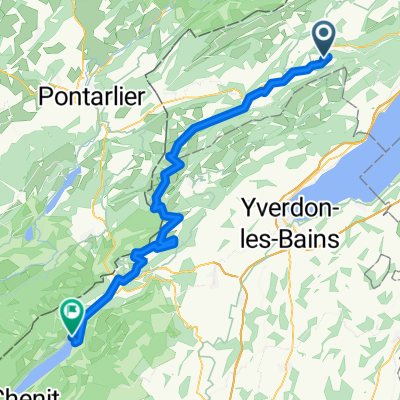 Travers - Le Pont via Le Suchet - Swisstopo Route