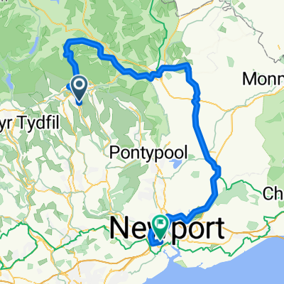 (Train) Ebbw Vale to Rassau, Llangynidr, Llangattock, Govilon, Abergavenny, Llanddewi Rhydderch, Bettwas Newydd, Usk, Cearleon, Newport