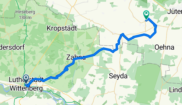 Jüdenstraße, Lutherstadt Wittenberg nach Dorfstraße, Niedergörsdorf