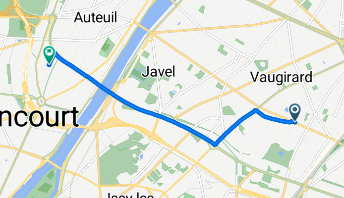 Rue de Vouillé, Paris à Rue du Général Delestraint, Paris