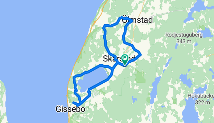 Skärstad church, Ölmstad, around Landsjön, to Rudenstams Café and back