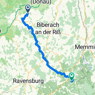 Route nach Leutkirch im Allgäu