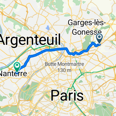 Rue de Budapest, Le Bourget à Square des Groues, Nanterre