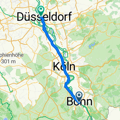 Friedensplatz, Bonn nach Luegallee, Düsseldorf