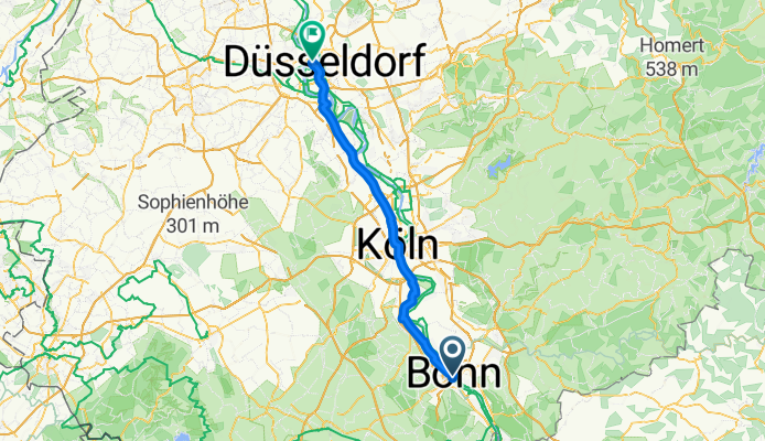 Friedensplatz, Bonn nach Luegallee, Düsseldorf
