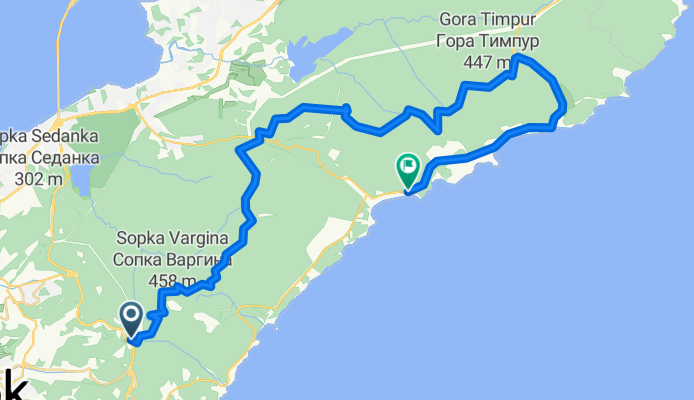 От Де Фриз-Патрокл-о. Русский, Владивосток до Лазурная улица 55, Владивосток