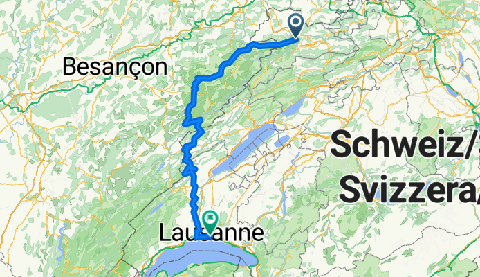 Route de la Gare, St-Ursanne nach Place de la Gare, Lausanne