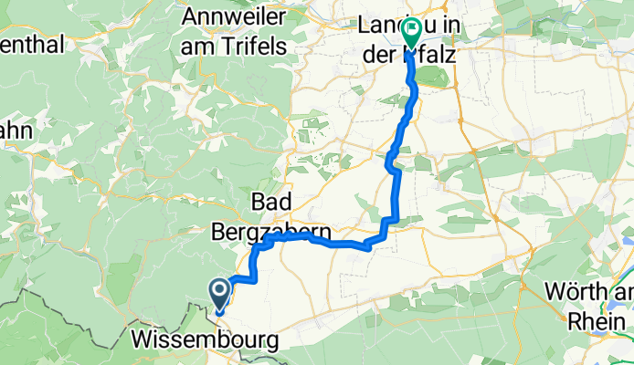 Weinstraße, Schweigen-Rechtenbach nach Bismarckstraße, Landau in der Pfalz