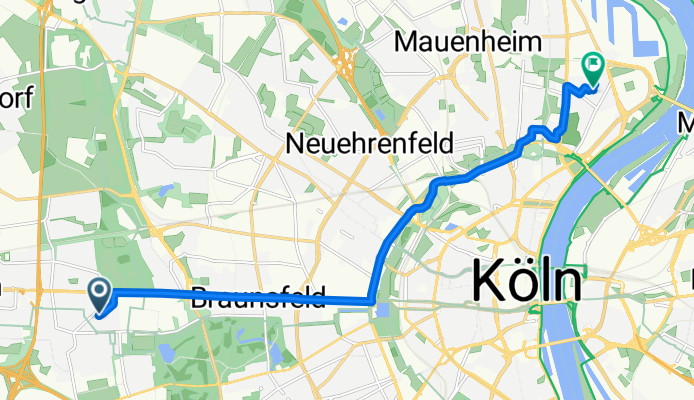Sudetenweg, Köln nach Hildegardisstraße, Köln