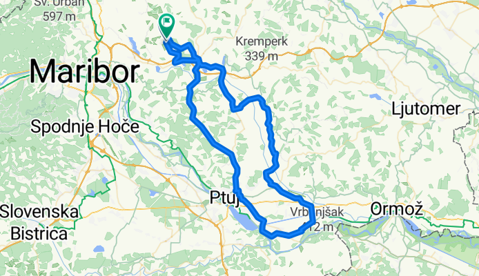Route Lenart - Trnovska vas - Vitomarci - Gorišnica - Markovci - Ptuj - Voličina - Lenart