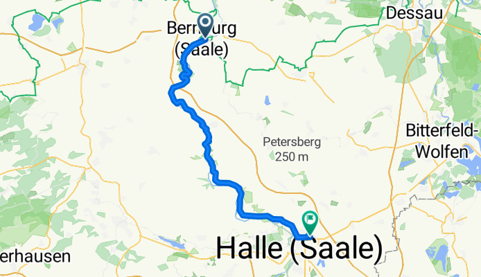 Route nach Halle (Saale)