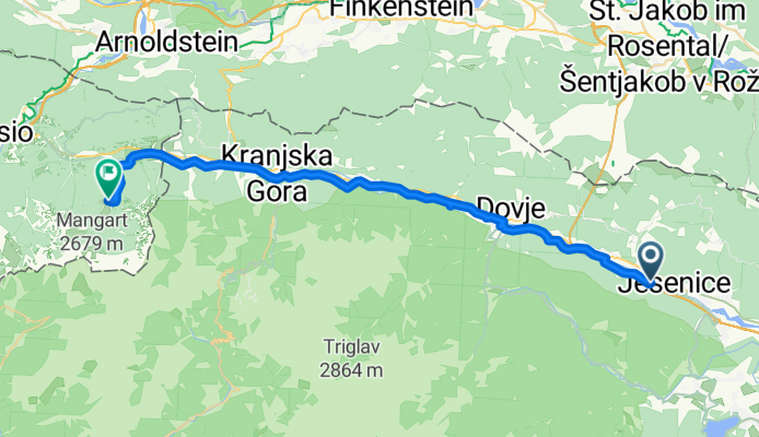 Ulica Heroja Verdnika, Jesenice nach Tarvis