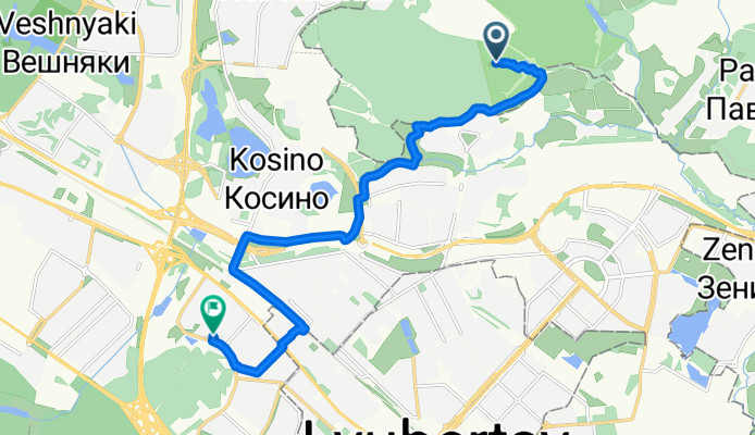 Городской Округ Балашиха до Привольная улица, Москва
