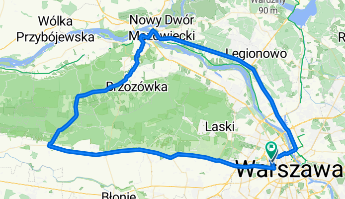 Route in Warsaw