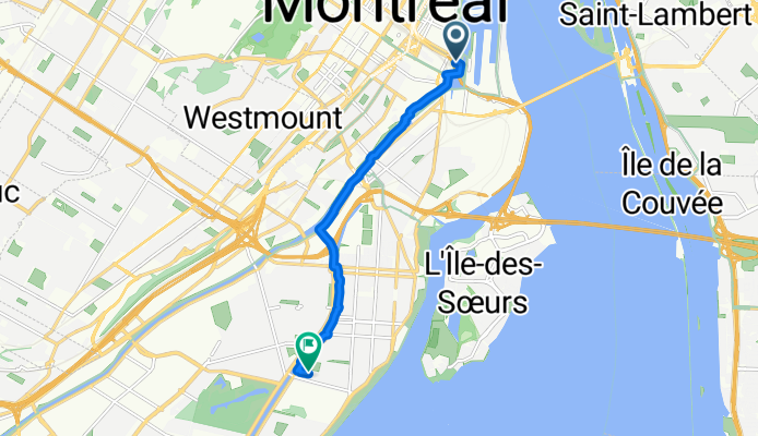 Rue de la Commune O, Montréal to Rue Valiquette, Montréal