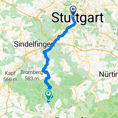 Lessingstraße, Stuttgart nach Am Ziegelberg, Tübingen