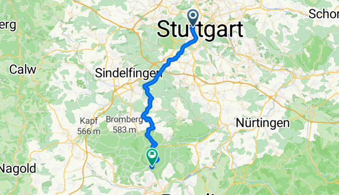 Lessingstraße, Stuttgart nach Am Ziegelberg, Tübingen