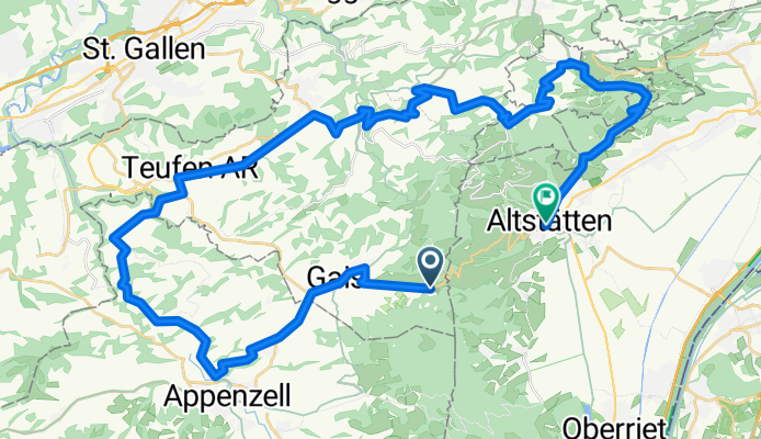 CH SG/AI/AR Altstätten-Stoss (mit Zug)-Gais-Appenzell-Stein-St.Anton-Oberegg-Altstätten (750Hm)