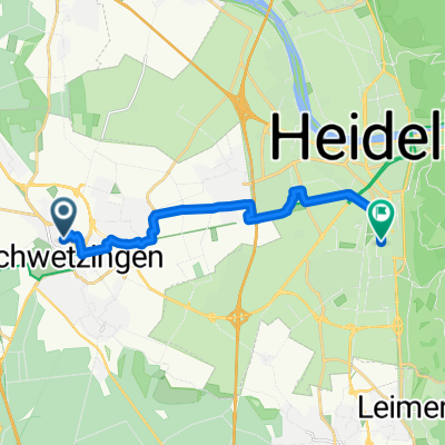 Luisenstraße, Schwetzingen nach Marlene-Dietrich-Platz, Heidelberg