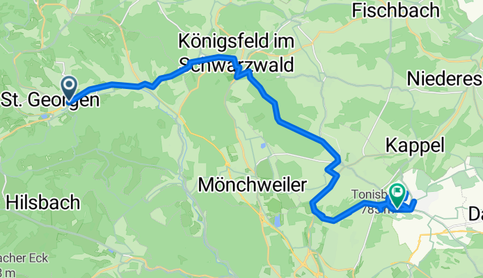 Von St. Georgen Bahnhof Brunnendobel 854m u bis Weilersbach