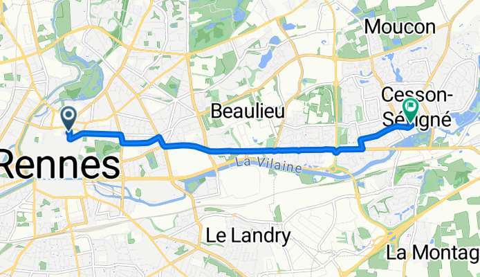 Rue de Robien, Rennes à Rue Saint-Martin, Cesson-Sévigné
