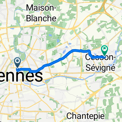 Rue de Robien, Rennes à Boulevard des Métairies, Cesson-Sévigné