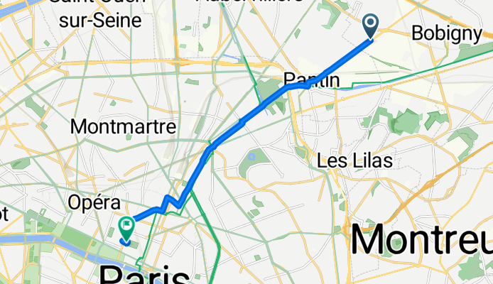 De Avenue Henri Barbusse 36, Bobigny à Allée Baltard 1, Paris