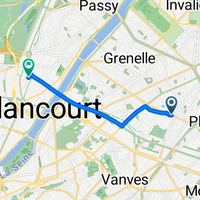 Rue de Vouillé, Paris à Rue du Général Delestraint, Paris