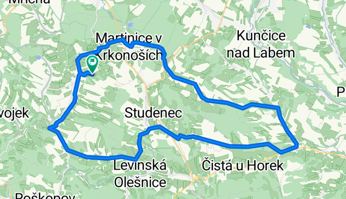 Roztoky-Martinice-Zálesní Lhota-Horní Kalná-Dolní Kalná-Bukovina-Studenec-Žďár-Roztoky