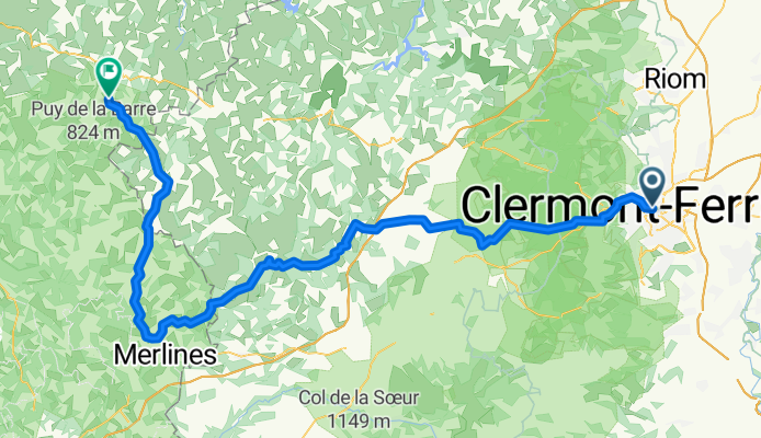 Rue Philippe Marcombes, Clermont-Ferrand à Le Bourg, Saint-Oradoux-près-Crocq