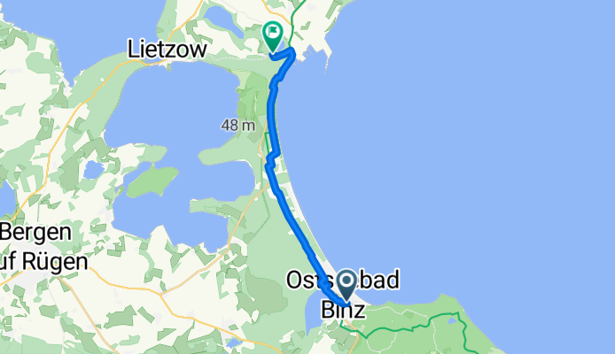 Schmachterseestraße, Binz nach Neu Mukran, Sassnitz