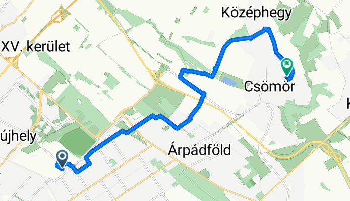 Késmárk utca, Budapest to Szőlő utca, Csömör