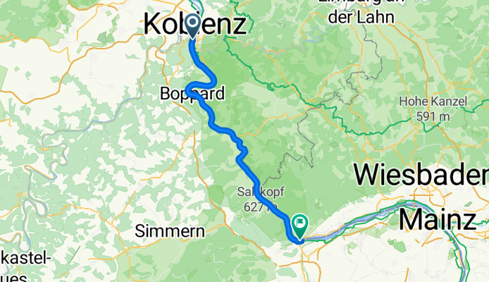 Koblenz naar Hindenburganlage, Bingen am Rhein