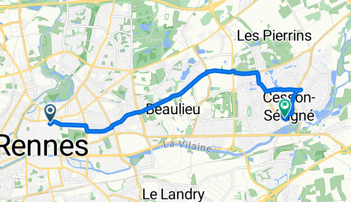 Rue de Robien, Rennes à Rue Saint-Martin, Cesson-Sévigné