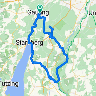 Gauting - Buchendorf - Schorn - Schäftlarn (Kloster) - Isar -  Wolfratshausen - Dorfen - berg- Starnberg - Leutstetten - Gauting