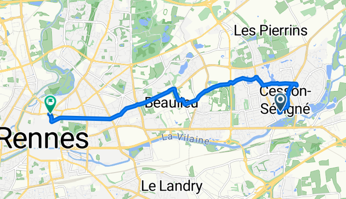 Rue Saint-Martin, Cesson-Sévigné à Rue de Robien, Rennes