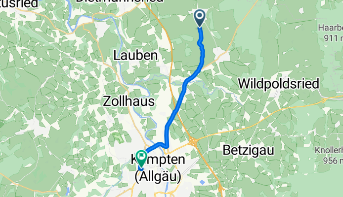 Ottisried, Haldenwang nach Haubensteigweg, Kempten (Allgäu)