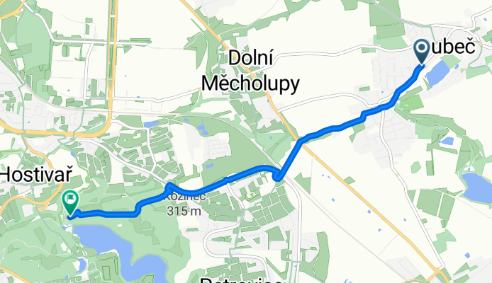 Za Pavilónem, Praha 15 do Hostivařská Přehrada, Praha 15