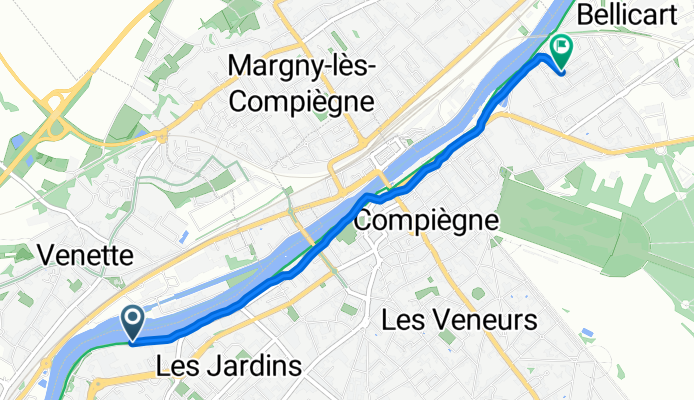 Quai du Clos des Roses, Compiègne à Rue Augustin Thierry, Compiègne