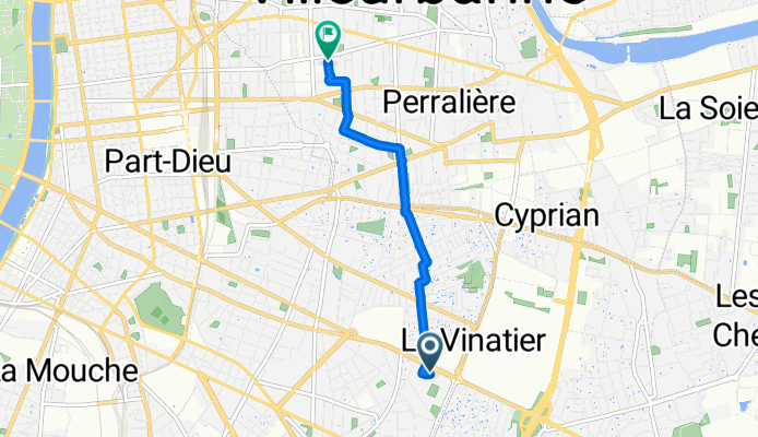 Avenue Rockefeller, Lyon à Rue Hippolyte Kahn, Villeurbanne