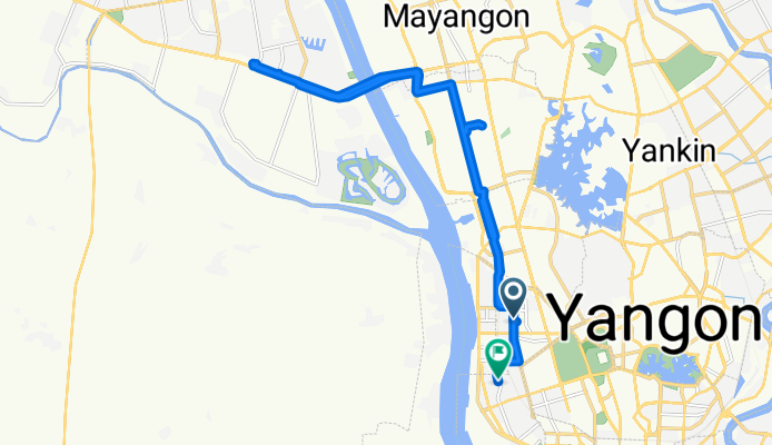Baho Road, Yangon to Lower Kyimyindine Road, Yangon