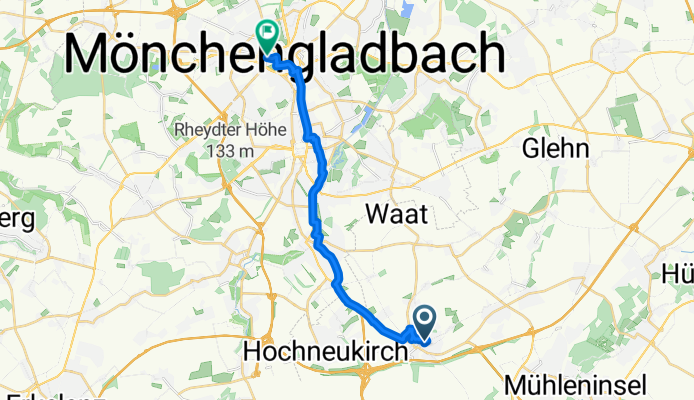 Stadionstraße, Jüchen nach Waldhausener Straße, Mönchengladbach