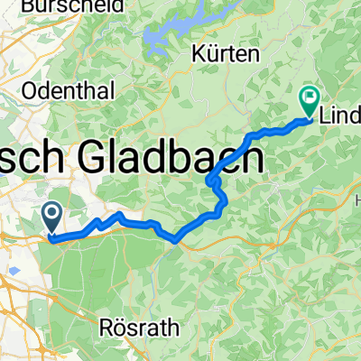 In der Auen, Bergisch Gladbach nach Bergischer Panoramasteig, Lindlar