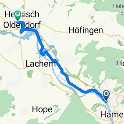 Miegelweg, Hameln nach Lange Straße, Hessisch Oldendorf