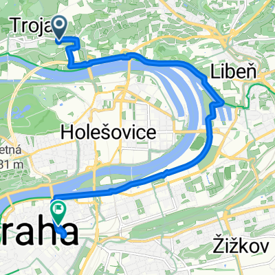 Trojská, Prague 7 naar náměstí Republiky, Prague 1