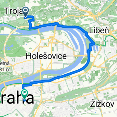Trojská, Prague 7 naar náměstí Republiky, Prague 1