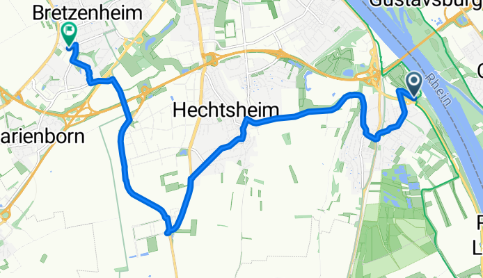 Rheinufer Laubenheim nach Essenheimer Straße